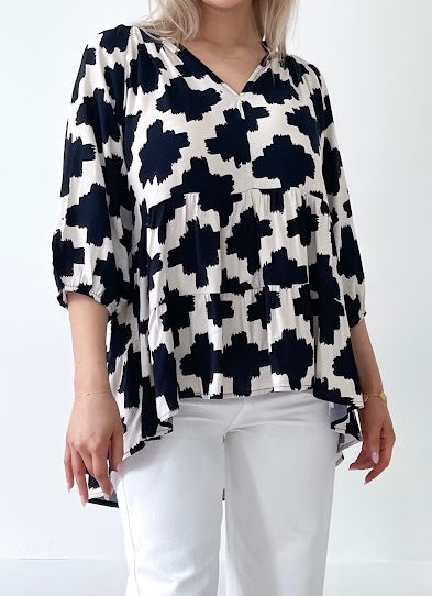 Fria - Exclusive Print Tiered Blouse