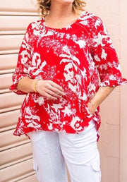 Willow Tree - Ruffle Sleeve Floral Top