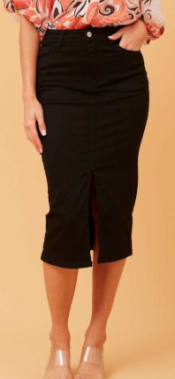 Caroline Morgan - BLACK DENIM STRETCH SKIRT