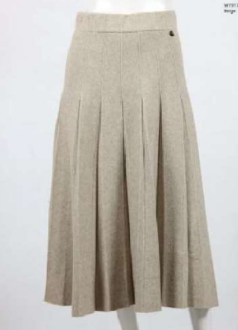 LILIA  WHISPERS - Pleated Woollen Stretch Skirt