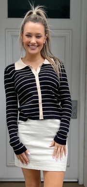 Silver Wishes - STRIPE COLLAR KNIT