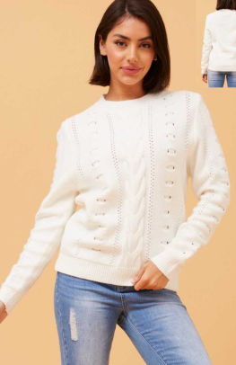 Caroline Morgan - KNITTED CABLE JUMPER