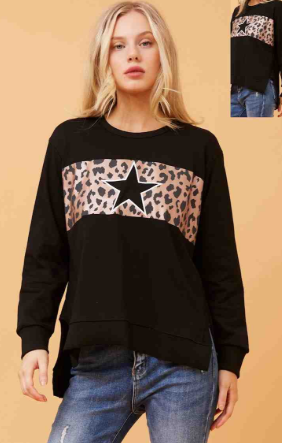 Caroline Morgan - ANIMAL PRINT STRIPE + STAR JUMPER