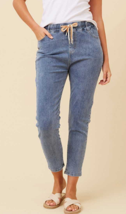 Caroline Morgan - CROP LENGTH DENIM JOGGER PANTS