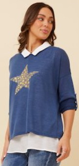 Caroline Morgan - STAR FOIL PRINT TOP