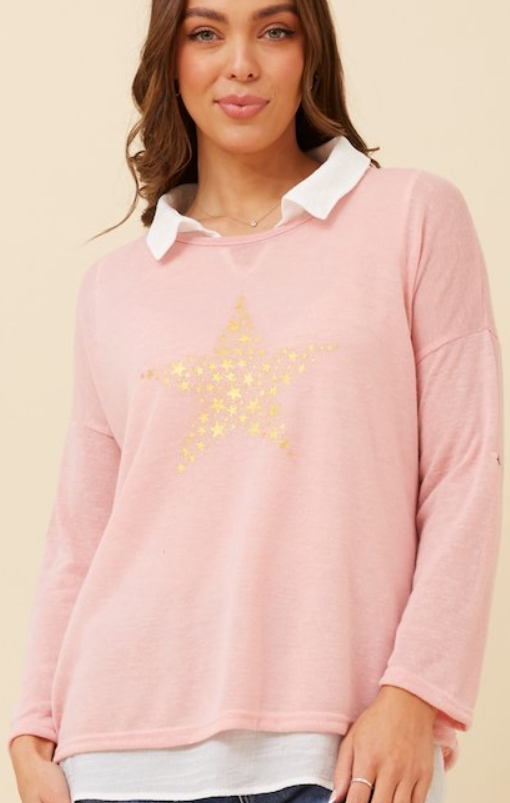 Caroline Morgan - STAR FOIL PRINT TOP