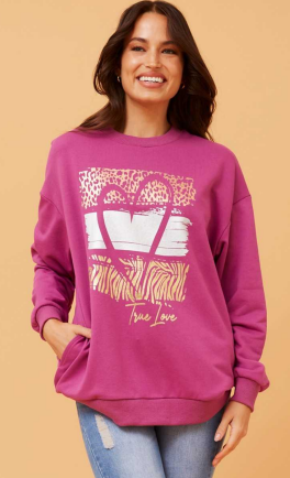 Caroline Morgan - LONG SLEEVE GRAPHIC PRINT TOP