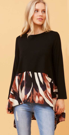 Caroline Morgan - LONG SLEEVE TOP WITH ASYMMETRICAL HEM