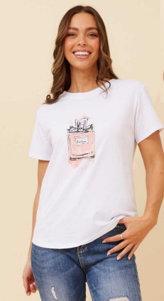 Caroline Morgan - SHORT SLEEVE 'PARFUM' PRINT T-SHIRT