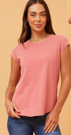 Caroline Morgan - CAP SLEEVE SOLID WASH T-SHIRT