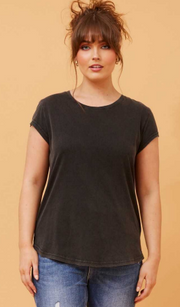 Caroline Morgan - CAP SLEEVE SOLID WASH T-SHIRT