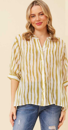 Caroline Morgan - STRIPED SHIRT WITH BACK BUTTON DETAIL