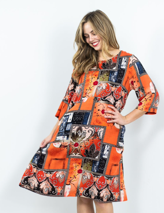 Missy 2 - RAY ABSTRACT BLOCK PRINT DRESS