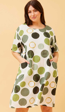 Caroline Morgan - SHORT SLEEVE POLKA DOT DRESS