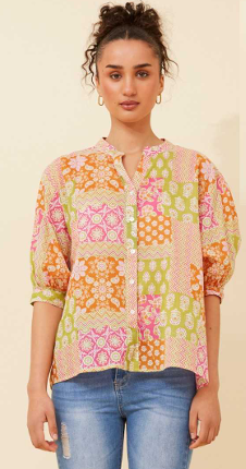 Caroline Morgan - PATCHWORK 3/4 SLEEVE SHIRT