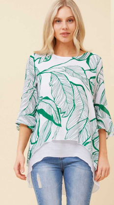 Caroline Morgan - DOUBLE LAYER LEAF PRINT TOP