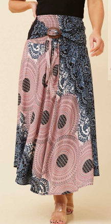 Caroline Morgan - PRINTED LONG SKIRT WITH FRONT TIE