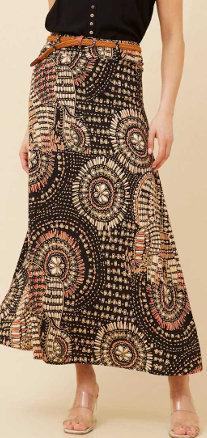 Caroline Morgan - PRINTED LONG A-LINE SKIRT