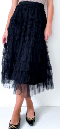 Fria - MESH RUFFLE TIER SKIRT