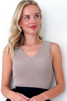 Silver Wishes - RIBBED V NECK SINGLET