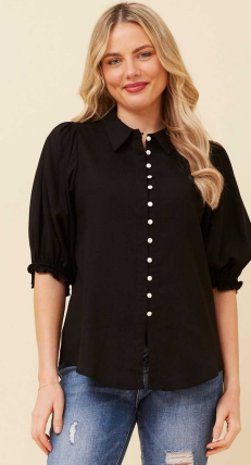 Caroline Morgan - ELBOW LENGTH PUFF SLEEVE BLOUSE