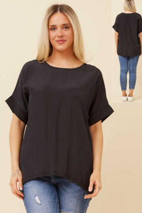 Caroline Morgan - ROUND NECK BLACK TOP