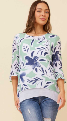 Caroline Morgan - LAYERED 3/4 SLEEVE TIERED BLOUSE