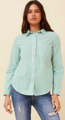 Caroline Morgan - LONG SLEEVE STRIPED  COTTON SHIRT