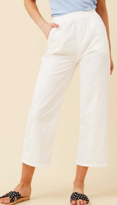 Caroline Morgan - SOLID WHITE PANTS WITH WIDE LEG