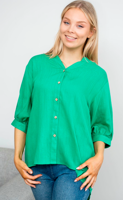 Willow Tree - BISHOP SLEEVE PLAIN LINEN BLOUSE