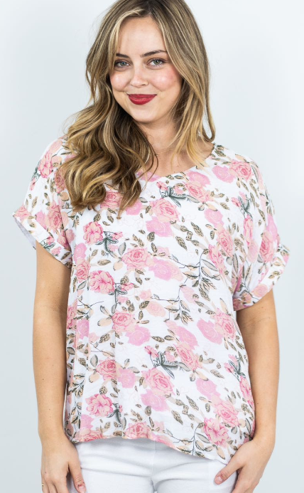 Willow Tree - FLORAL PRINT V NECK TOP