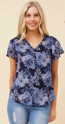 Caroline Morgan - FRILL CAP SLEEVE V NECK TOP