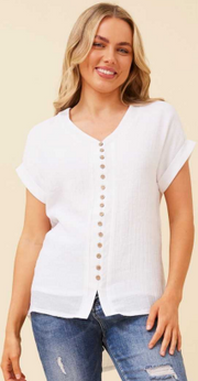 Caroline Morgan - CAP SLEEVE BUTTON FRONT TOP