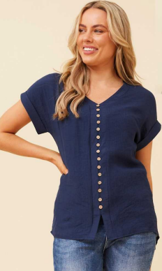 Caroline Morgan - CAP SLEEVE BUTTON FRONT TOP