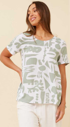 Caroline Morgan - SHORT SLEEVE ABSTRACT PRINT TOP