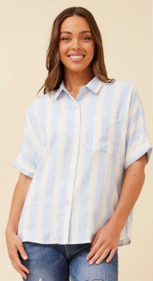 Caroline Morgan - STRIPED BLUE & WHITE SHIRT