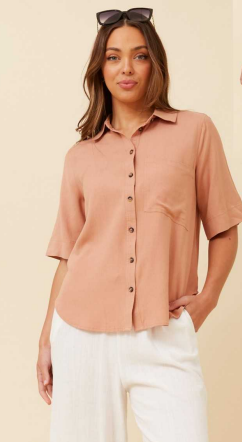 Caroline Morgan - SHORT SLEEVE BUTTON THROUGH SHIRT WITH COLLAR