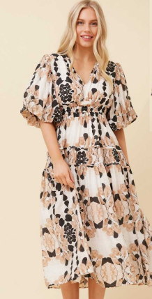 Caroline Morgan - SHORT PUFF SLEEVE MAXI DRESS