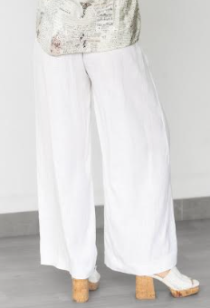 Jolie Saule - WHITE WIDE LEG LINEN BLEND PANTS