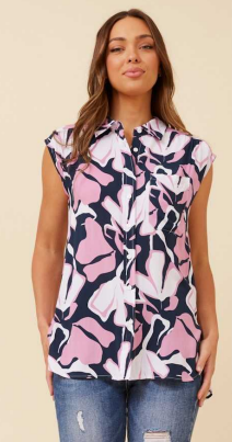 Caroline Morgan - CAP SLEEVE PRINTED SHIRT