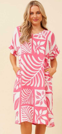 Caroline Morgan - OVERSIZED SHORT SLEEVE PRINTED DRESS