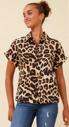 Caroline Morgan - LEOPARD PRINT SHORT SLEEVE SHIRT