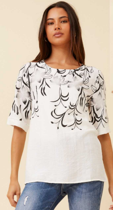 Caroline Morgan - WHITE & BLACK PRINTED TOP