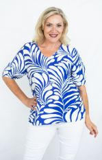 Willow Tree - TROPICAL PRINT V-NECK TOP