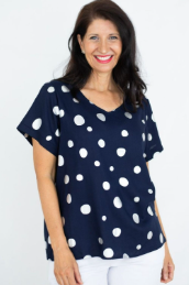 Jolie Saule - POLKA DOT PRINT V-NECK TOP