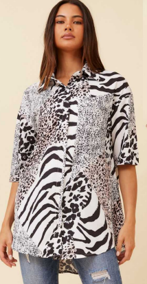 Caroline Morgan - SHORT SLEEVE ANIMAL PRINT SHIRT