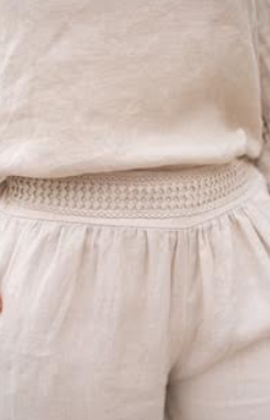 Made in Italy - ITALIAN LINEN PANTS WITH LACE TRIM