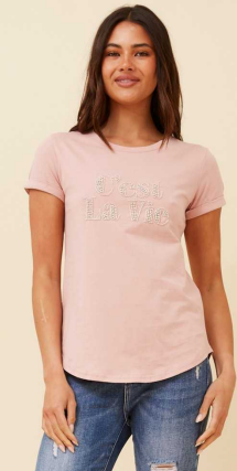 Caroline Morgan - STUDDED "C'est La Vie" T-SHIRT