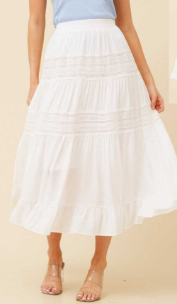 Caroline Morgan - WHITE TIERED LONG SKIRT