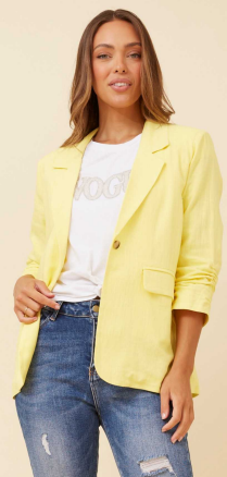 Caroline Morgan - LINEN BLEND - LEMON BLAZER